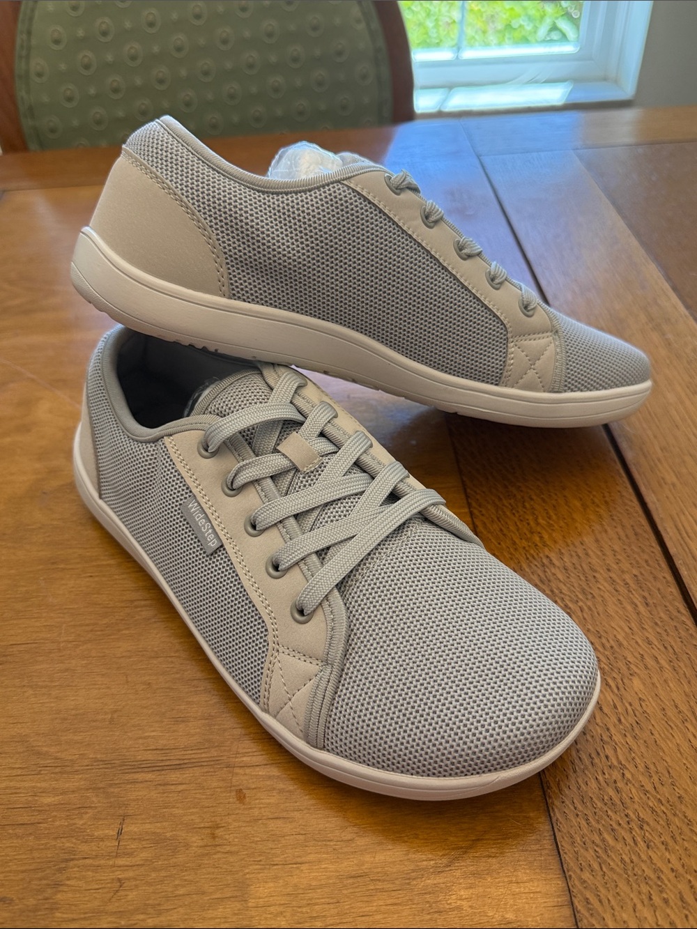 WideStep - Light Gray Barefoot Mesh Lace-Up Sneakers (Size 9)